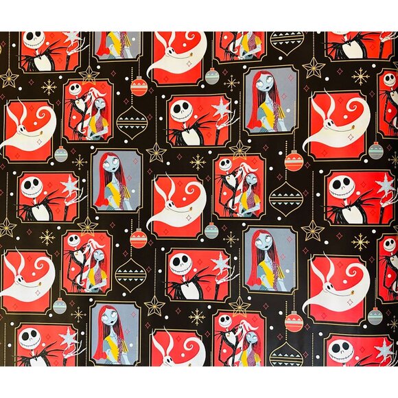 Hallmark Wrapping Paper Christmas Nightmare before Xmas Skellington Sally 35 sq - Picture 1 of 2